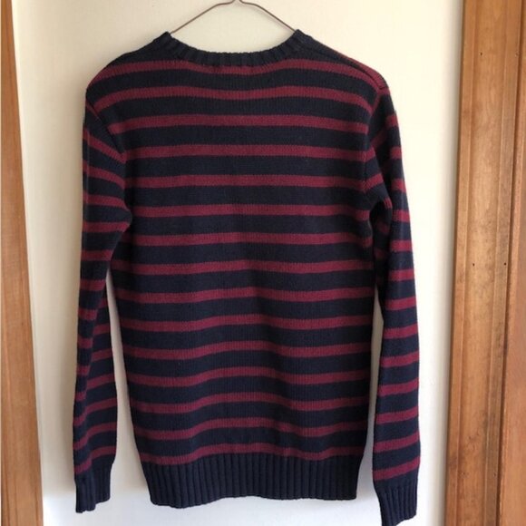 RALPH LAUREN POLO Cotton Crewneck Blue Red Stripe Sweater Boy Large - Picture 6 of 15